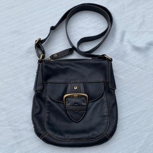 Fossil Black Leather Crossbody with Buckle